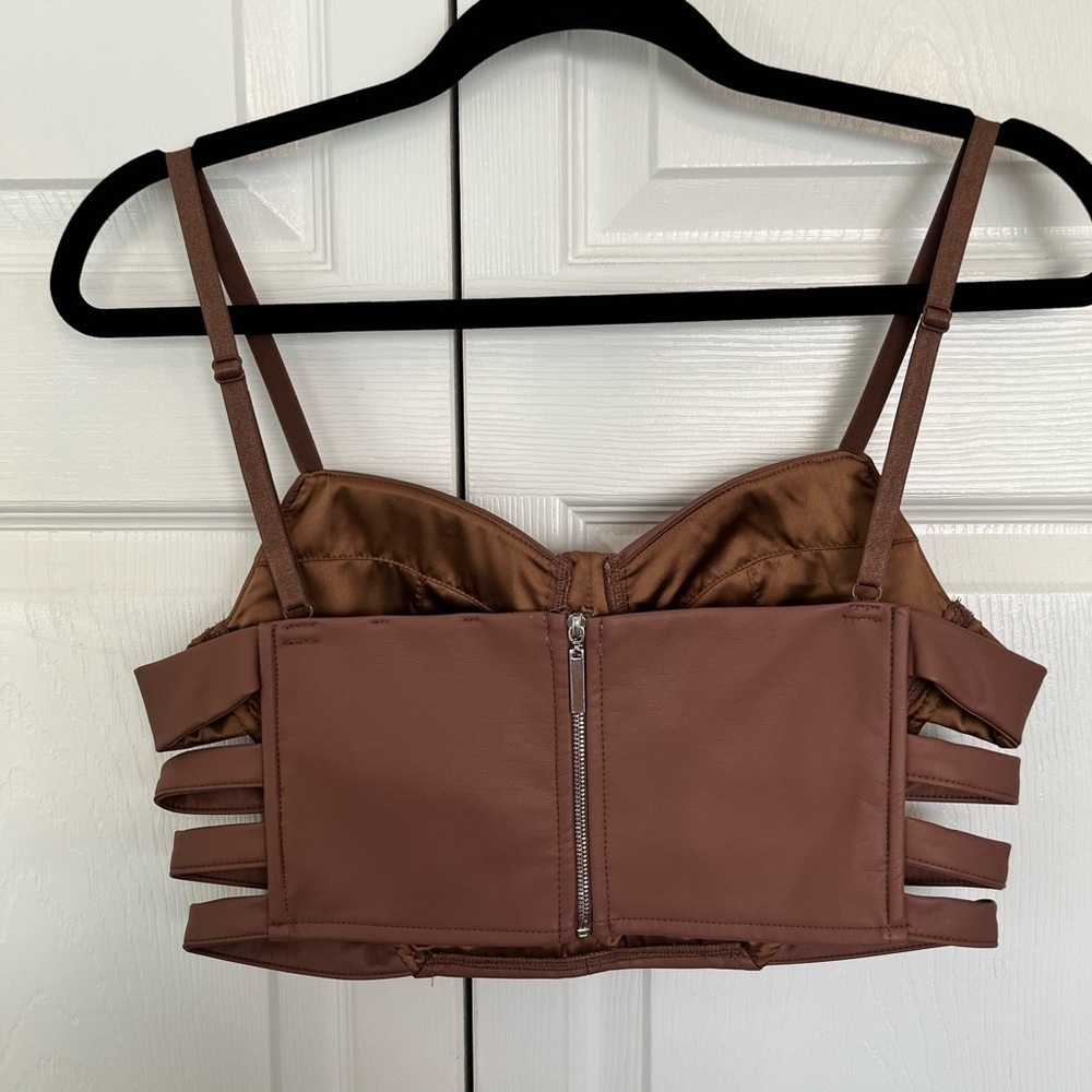 Pleather Two Piece Mauve/Brown Set Size S - Picture 4 of 8